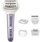 Panasonic ES-EL7C depilator + 6 nasadek do pielęgnacji całego ciała (szersza, ruchoma głowica, 60 pęset, 3 prędkości, na mokro/sucho), biało-fioletowy