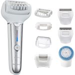 Panasonic ES-EL9A depilator z 8 nasadkami do pielęgnacji całego ciała (szersza, ruchoma głowica, 60 pęset, 3 prędkości, na mokro/sucho), biało-srebrny