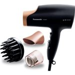 Panasonic EH-NA65 suszarka do włosów z technologią nanoe (2000W, 3 ustawienia prędkości, 4 temperatury, 3 dysze do suszenia), czarno-złota