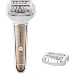 Panasonic ES-EL3A depilator z 2 nasadkami do pielęgnacji całego ciała (szersza, ruchoma głowica, 60 pęset, 3 prędkości, na mokro i sucho), biało-złoty