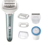 Panasonic ES-EL8C depilator + 7 nasadek do pielęgnacji całego ciała (szersza, ruchoma głowica, 60 pęset, 3 prędkości, na mokro/sucho), biało-niebieska