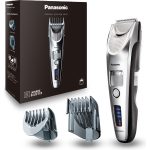Panasonic ER-SC60 trymer do włosów Premium (ostrza pod kątem 45°, szybki silnik liniowy, 39 ustawień długości 0.5-20mm, podstawka ładująca), srebrny