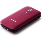 Panasonic KX-TU400 telefon dla seniora z klapką (łatwa obsługa, połączenia priorytetowe, zestaw głośnomówiący, długi czas pracy baterii), czerwony