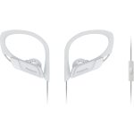 Panasonic RP-HS35 słuchawki sportowe clip-on (przewodowe, głośniki 14.3mm, 10Hz–25kHz, odporne na działanie wody IPX2, regulowany wieszak), białe