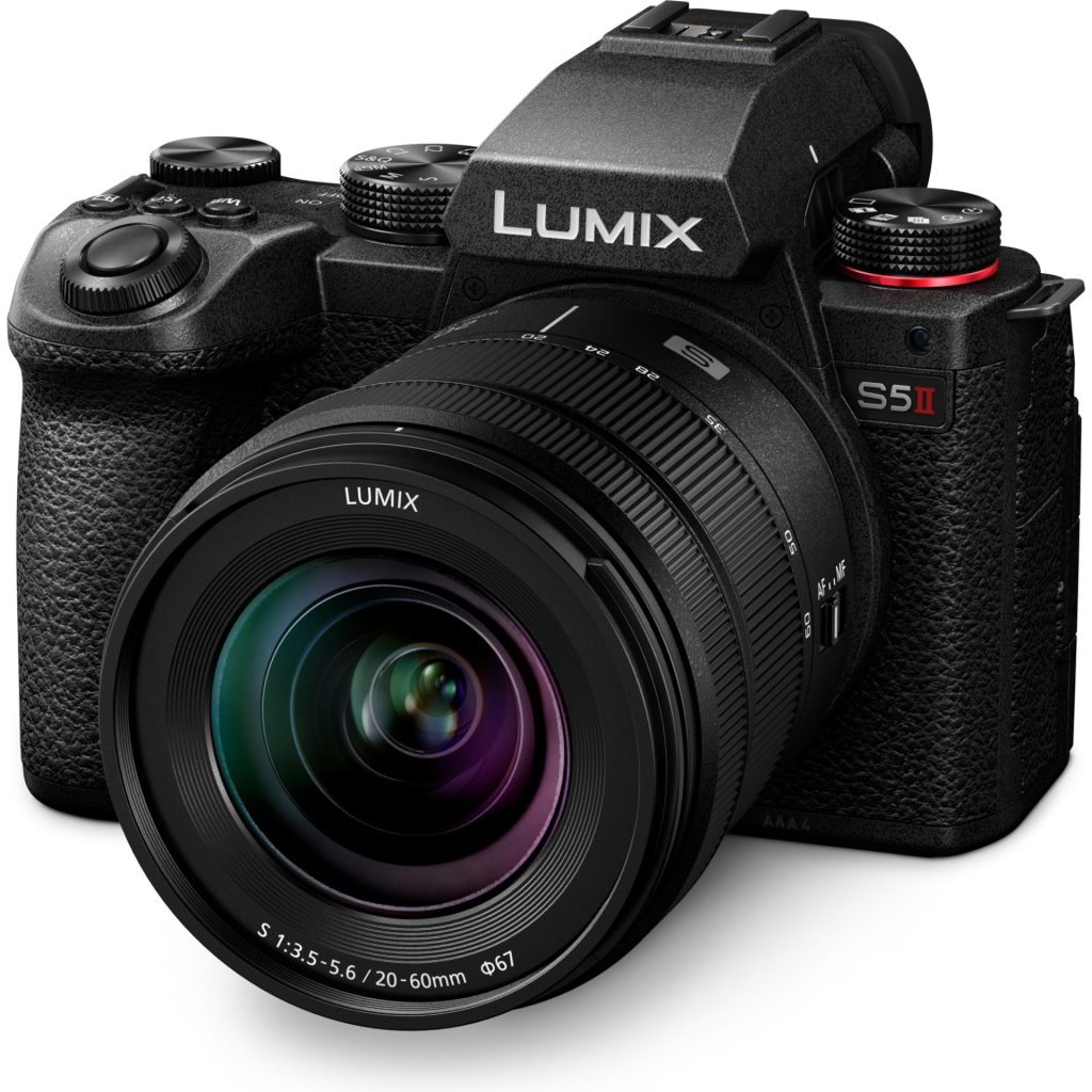 CASHBACK do 1680 PLN 5 Panasonic DC-S5M2K Lumix pełnoklatkowy aparat bezlusterkowy DC-S5M2 + obiektyw S-R2060 20–60mm, F3.5–5.6 (CMOS 24.2MP, Active I.S., C4K/4K), czarny
