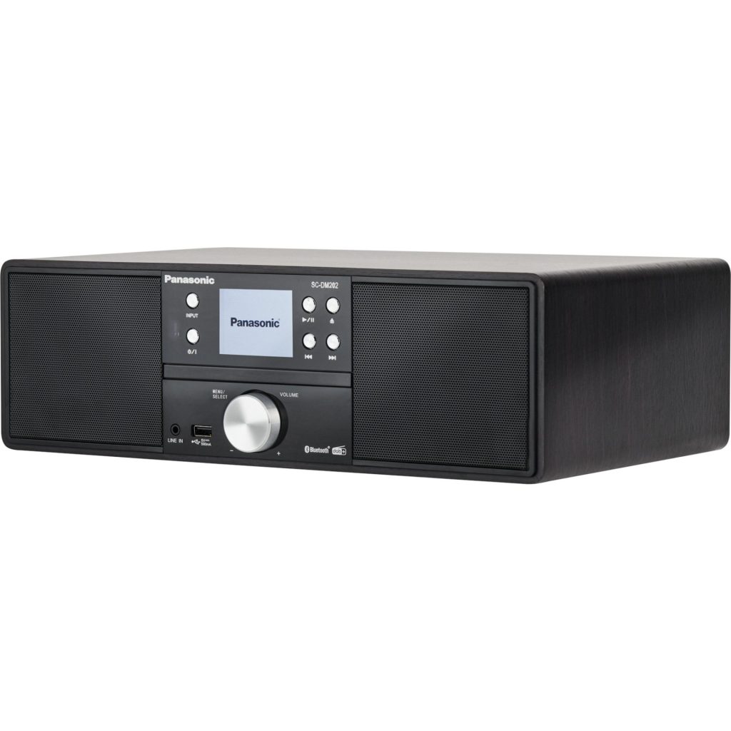 Back to school 2025 3 Panasonic SC-DM202 uniwersalny system stereo z odtwarzaczem CD (DAB+, FM, mocny dźwięk 24W, obudowa bass reflex, Bluetooth, wyświetlacz 2,4”), czarne
