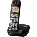 Panasonic KX-TGE110 cyfrowy telefon bezprzewodowy (duże przyciski, kompatybilny z aparatami słuchowymi, tryb eco), czarny