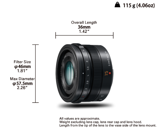 Panasonic H-X015 LEICA DG SUMMILUX Stałoogniskowy obiektyw