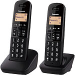 Panasonic KX-TGB612 cyfrowy telefon bezprzewodowy z 2 słuchawkami (blokowanie niechcianych połączeń, do 18h rozmów, intuicyjna obsługa), czarny