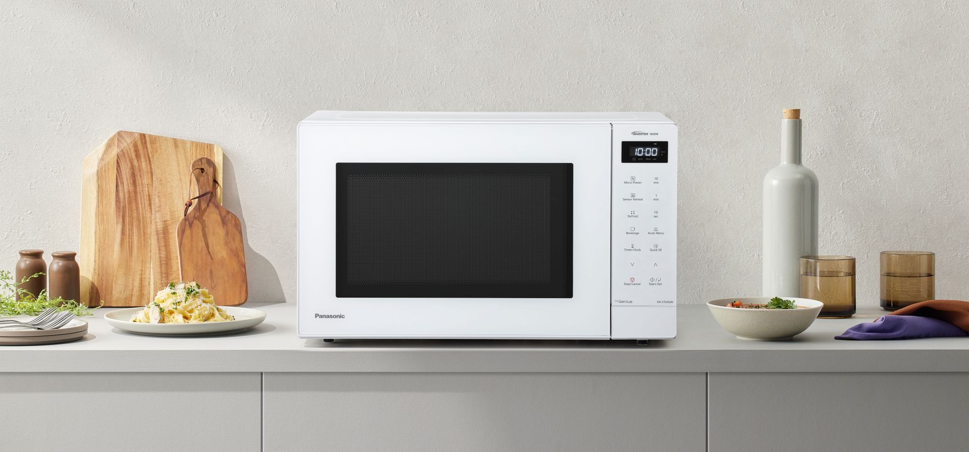 Panasonic NN-ST64QWEPG Panasonic NN-ST64QW inwerterowa kuchenka mikrofalowa (32l, 20 programów automatycznych, 1000 W, czujnik automatycznego podgrzewania), biała 1 Panasonic NN-ST64QWEPG ast 3086071 7