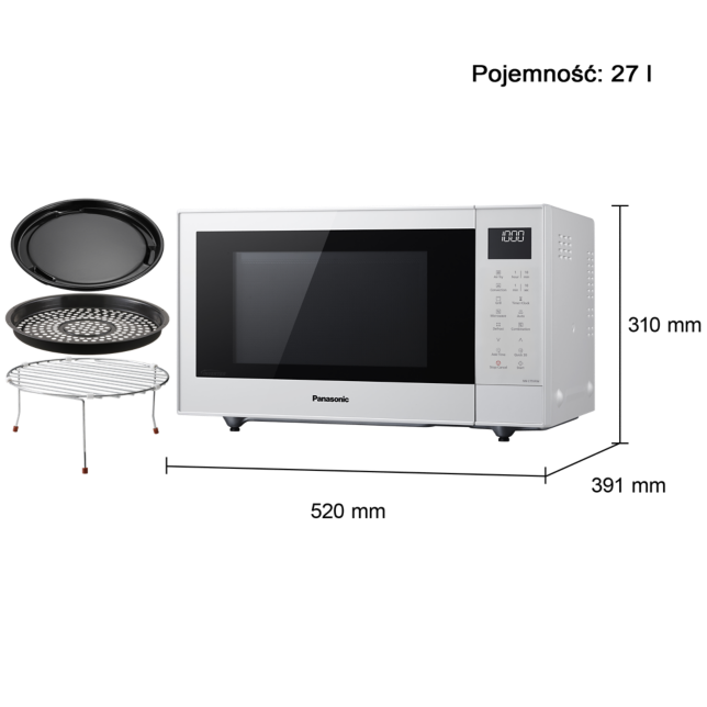 Panasonic NN-CT55RWEPG Panasonic NN-CT55RW kuchenka mikrofalowa Inverter Slim z grillem i funkcją Air Fry (1000 W, termoobieg, 27l, kosz do smażenia beztłuszczowego), biała 19 Panasonic NN-CT55RWEPG ast 3229064